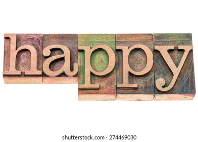 Happy Word Typography Isolated Text Letterpress Stock Photo 274469030 ...