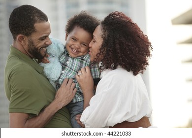 Happy Young African American Family