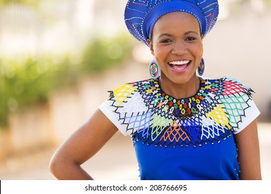 happy young african zulu woman laughing 