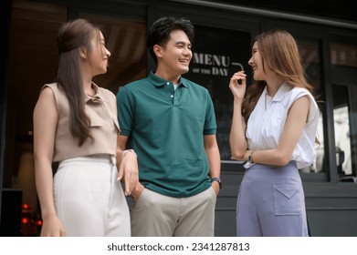 Happy Young Asian friends chilling in cafe - Powered by Shutterstock