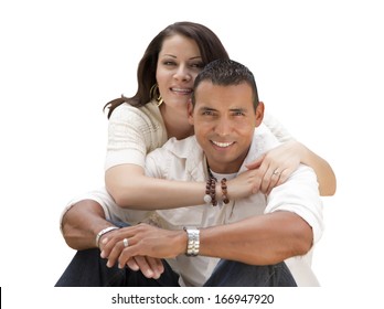 Happy Young Attractive Hispanic Couple Isolated on a White Background.