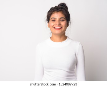 Happy Young Beautiful Persian Woman Smiling At Camera