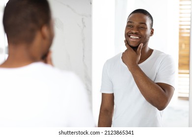 Happy Young Black Man Looking Mirror Stock Photo 2123865341 | Shutterstock