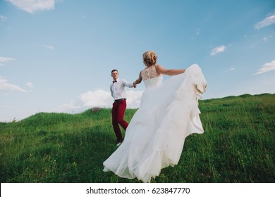 bride and groom air dancers