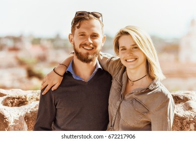 Happy Young Brother And Sister Hugging Each Other As Friendship And Togetherness Concept 