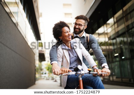 Happy young couple with bicycle. Love, relationship, people, freedom concept.