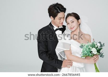 Happy young couple concept, Portrait of stylish wedding couple 535