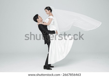 Happy young couple concept, Portrait of stylish wedding couple 525