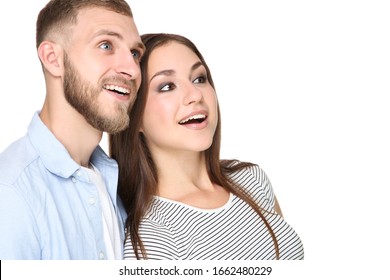 Happy Young Couple On White Background