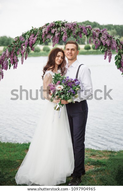 Happy Young Couple Wedding Dress Shirt Stock Photo Edit Now