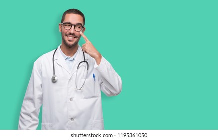 Happy Young Doctor Doing Gesture Observe Stock Photo 1195361050 ...