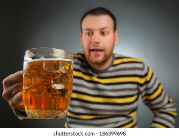 Happy Young Guy Drinking Beer Stock Photo 186399698 | Shutterstock