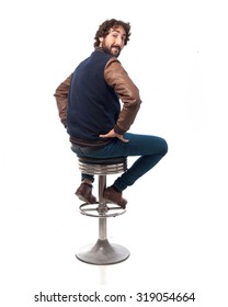 Happy Young Man With Bar Stool