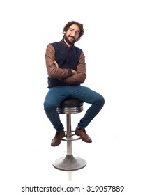 Happy Young Man With Bar Stool