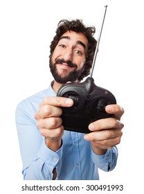 Happy Young Man With Remote Control