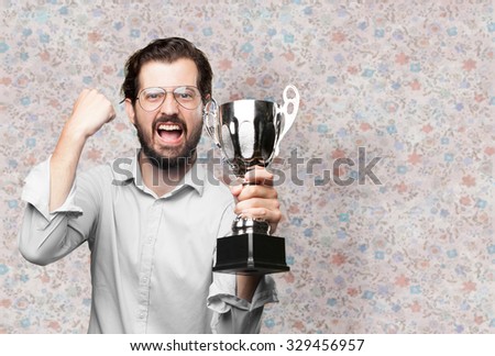 happy young man with sport cup