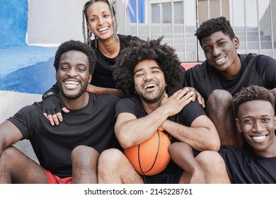 Happy young multiracial people smiling on camera - Concept of friendship and basket - Powered by Shutterstock