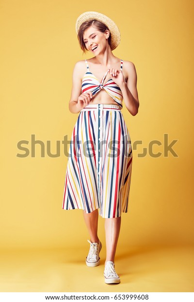 Happy Young Pretty Woman Short Hair Stock Photo Edit Now 653999608