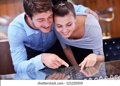 Happy Young Romantic Couple In Love Buy Jewelry Ring In Luxury Store