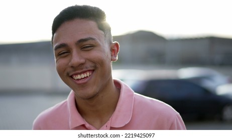 Happy Young South American Man. Closeup Face Of A Brazilian Person