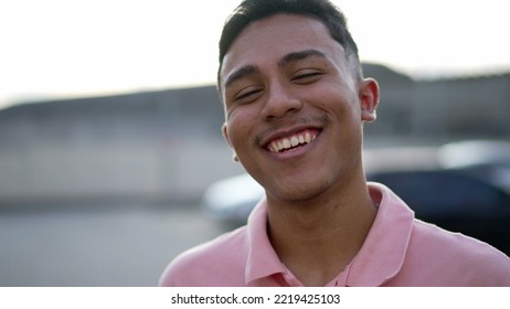 Happy Young South American Man. Closeup Face Of A Brazilian Person