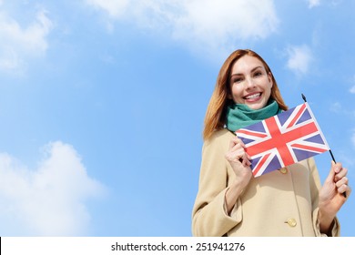 Happy Young Travel Woman Holding British Stock Photo 251941276 ...