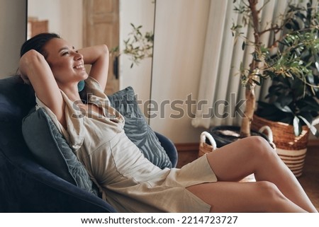 Similar – happy child girl playing at home in cozy weekend morning