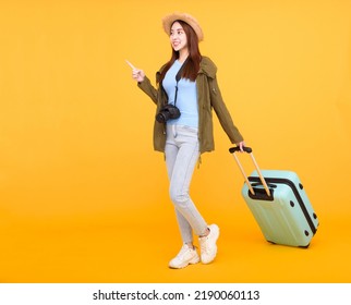 Happy Young Woman Luggage Camera Isolated Stock Photo 2190060113 ...