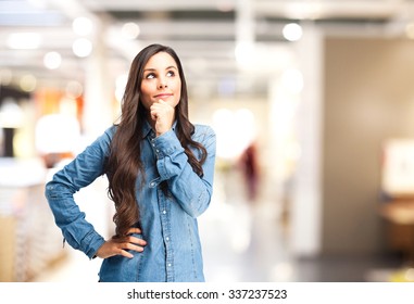 Happy Young Woman Thinking