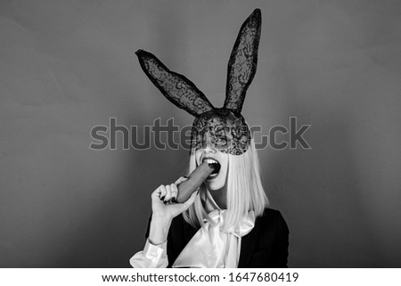 Similar – Young blonde woman wearing rabbit ears