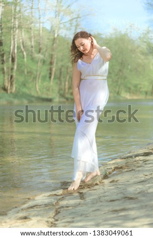 Similar – Image, Stock Photo Woman balancing at the edge of the pool