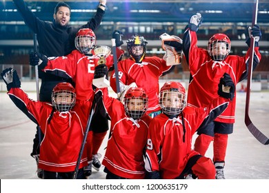 Happy Youth Boys Players Team Ice Hockey Winner Trophy
