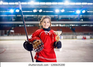 
Happy Youth Girl Player Ice Hockey Winner Trophy
