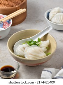 Har Gow Or Haukau Or Hakao Is A Cantonese Dumpling Made From Wheat Starch, Tapioca Starch, Shrimp, Cooked Pork Fat, Bamboo Shoots, Scallions, Cornstarch, Sesame Oil, Soy Sauce, Sugar, And Other Season