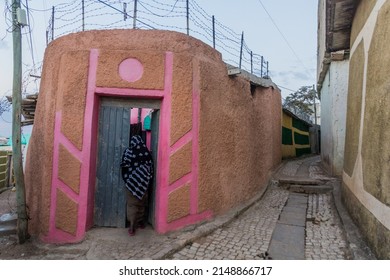 HARAR, ETHIOPIA - APRIL 7, 2019: Narrow alleys in the Old town in Harar, Ethiopia