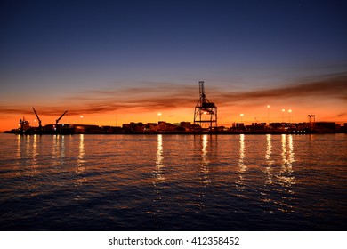 Harbor at sunset time