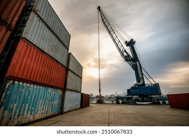 harbour mobile jib crane with jib lifting mechanism - Powered by Shutterstock