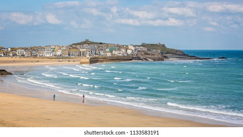 Harbour At St Ives With Waves Crashing Against The Harbour Wall Taken In St Ives, Cornwall, UK On 28 February 2016