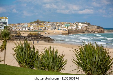 Harbour At St Ives With Waves Crashing Against The Harbour Wall Taken In St Ives, Cornwall, UK On 28 February 2016