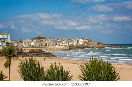 Harbour At St Ives With Waves Crashing Against The Harbour Wall Taken In St Ives, Cornwall, UK On 28 February 2016