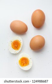 Hard Boiled Egg Halves With Whole Eggs