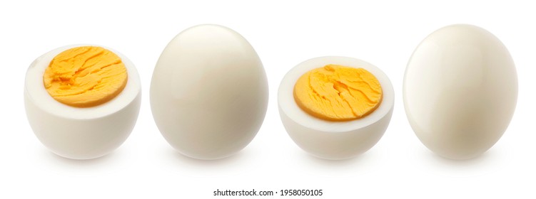 Hard boiled eggs isolated on white background with clipping path, collection - Powered by Shutterstock