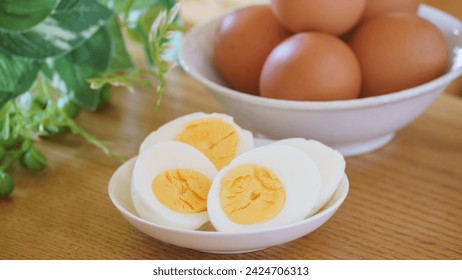 Hard boiled eggs on the table. - Powered by Shutterstock