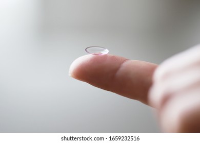 Hard Contact Lens On Finger