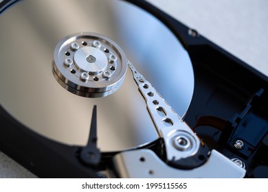 Hard disk of a computer opened for repair