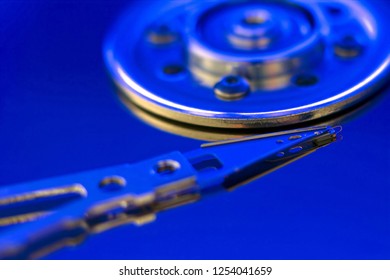 Hard disk head drive of computer, macro studio shot