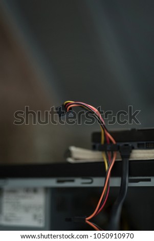 Hard disk power cable. Small depth of field.