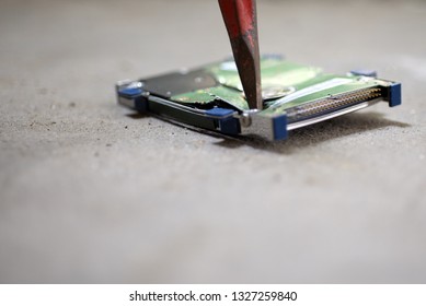 Hard Drive  Destruction, Destroy Data - Hard Disk On The Floor