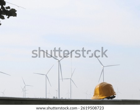 Hard hat with windmill background