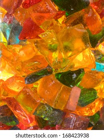 Hard Rock Candy In Glass Jar With Light Shining Through